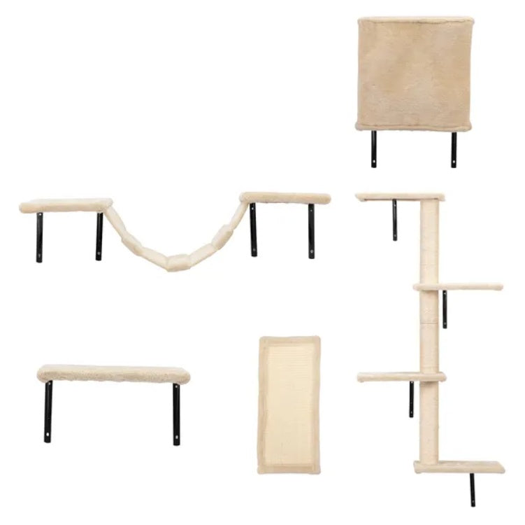 5 Pcs Wall Mounted Cat Climber Set - Floating Cat Shelves