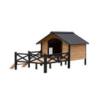 Grand Cabin Luxury Outdoor Wooden Kennel with Sun Porch