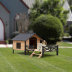 Grand Cabin Luxury Outdoor Wooden Kennel with Sun Porch