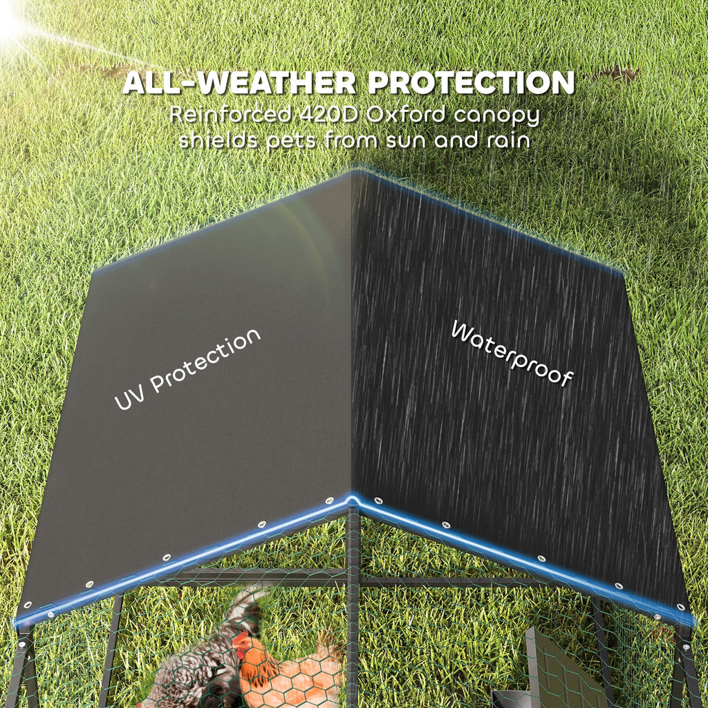 Large Metal Chicken Coop with Waterproof & Anti-UV Cover
