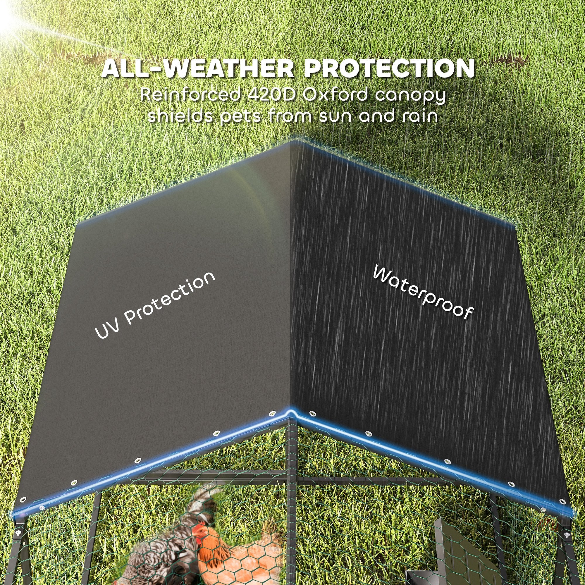 Large Metal Chicken Coop with Waterproof & Anti-UV Cover
