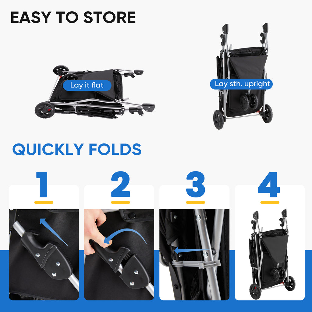 Pet Stroller Cart for Cats & Dogs – Foldable Travel Carrier Pram