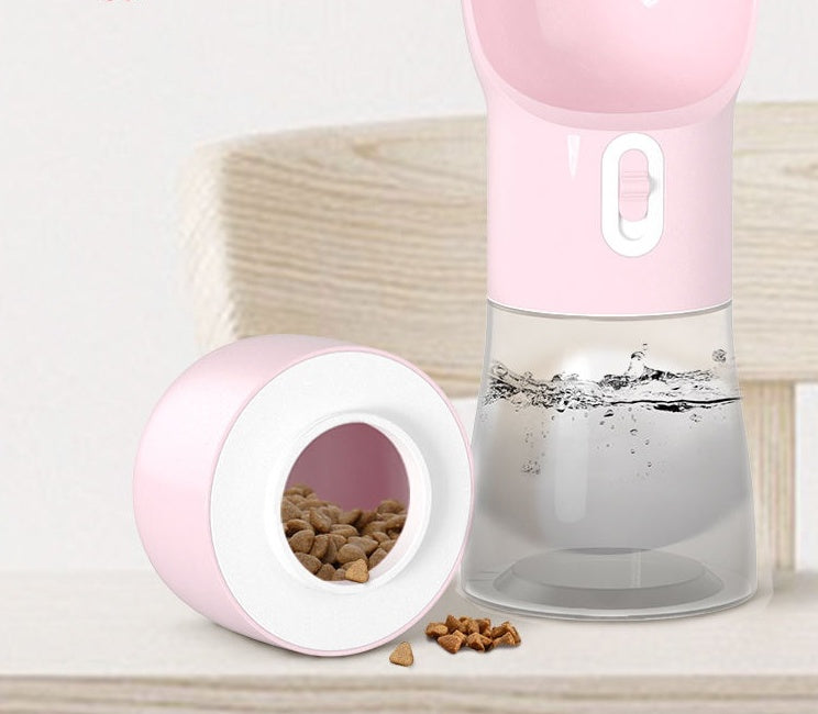 Portable Dog Water Bottle & Food Container – 2-in-1 Travel Pet Feeder