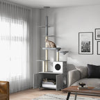 2-in-1 Floor-to-Ceiling Cat Tower with Hidden Litter Box Enclosure