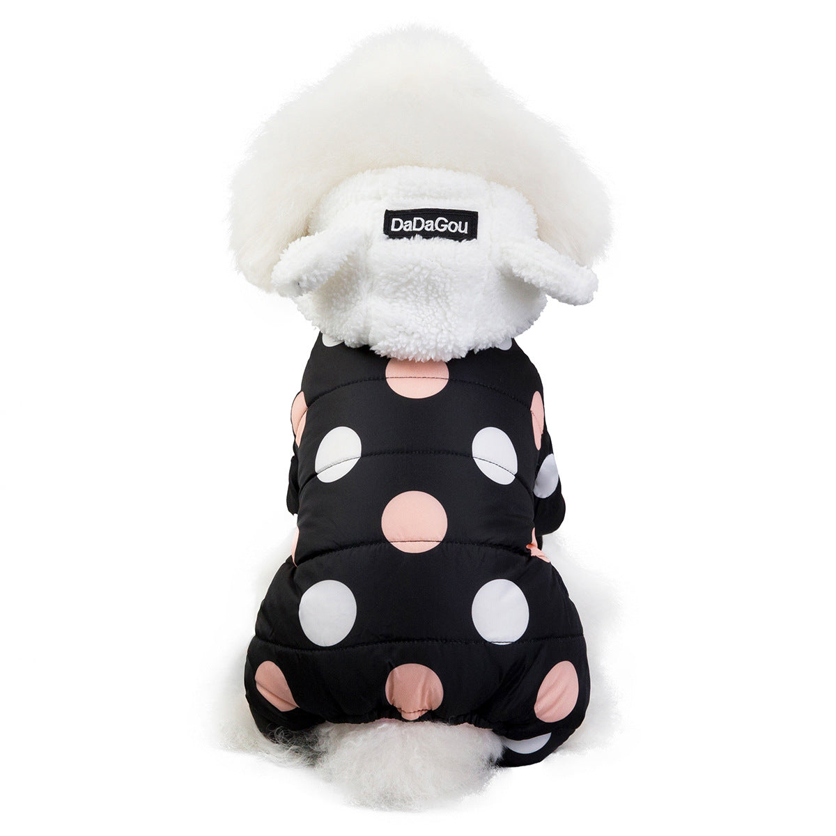 Polka Dot Dog Coat – Warm Cotton Winter Jacket for Small & Medium Dogs