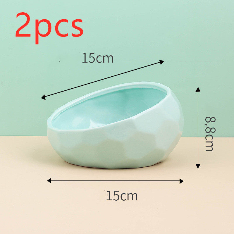 Ceramic Cat & Dog Bowl Oblique Mouth