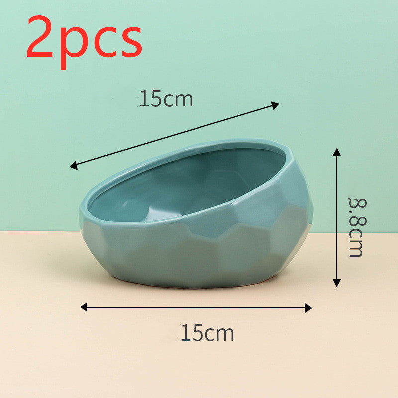 Ceramic Cat & Dog Bowl Oblique Mouth