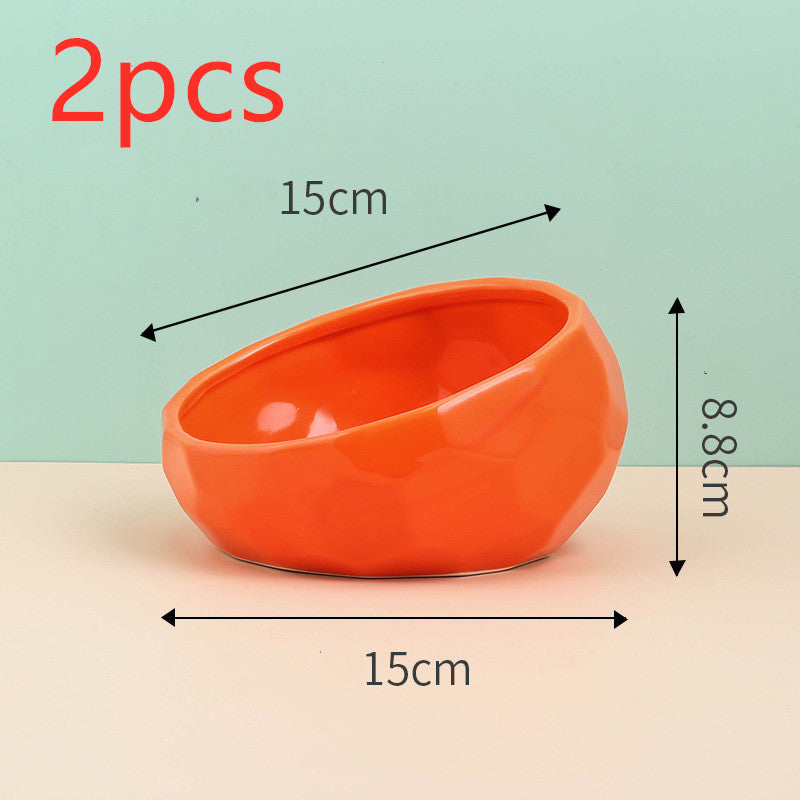 Ceramic Cat & Dog Bowl Oblique Mouth