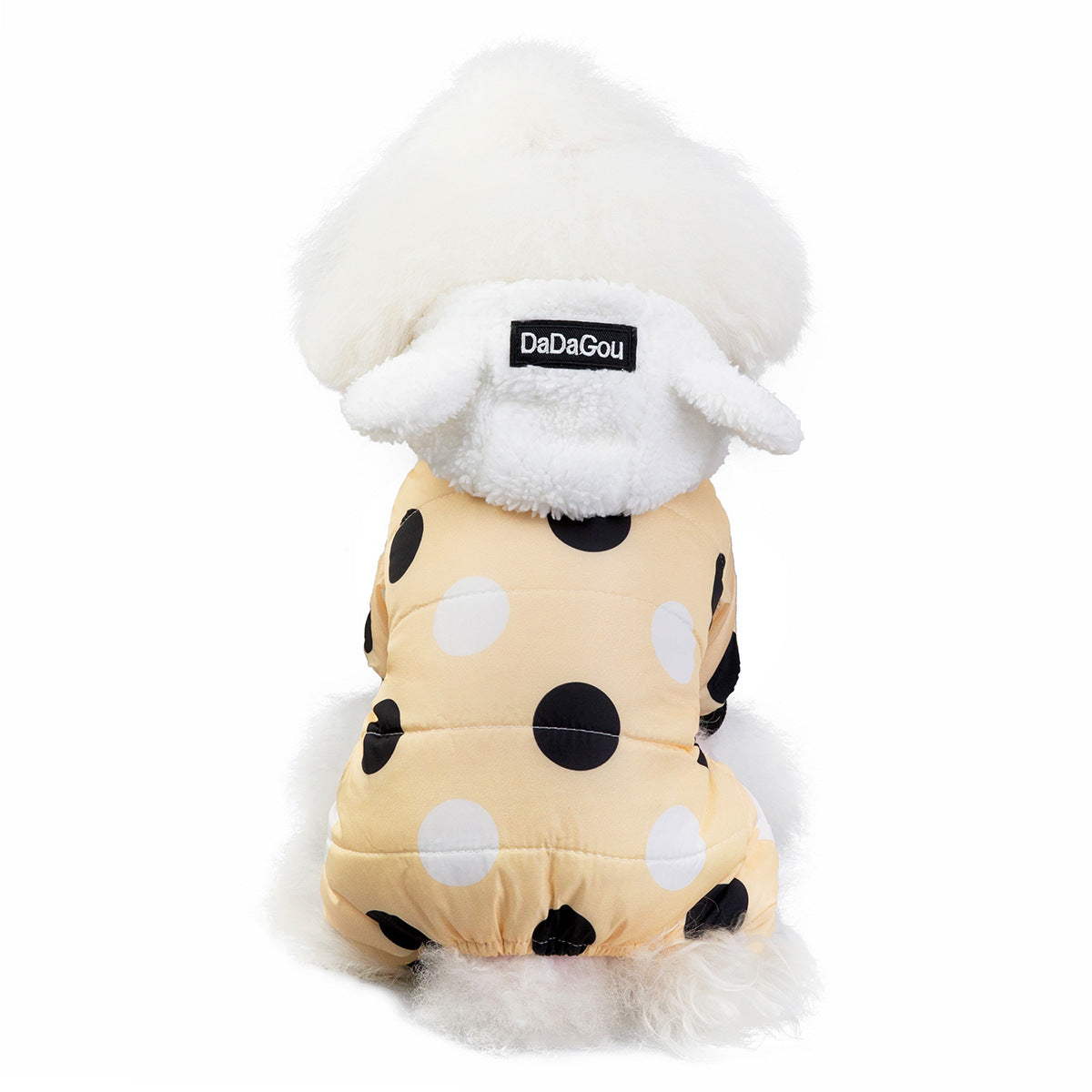 Polka Dot Dog Coat – Warm Cotton Winter Jacket for Small & Medium Dogs