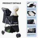 Pet Stroller Cart for Cats & Dogs – Foldable Travel Carrier Pram