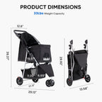 Pet Stroller Cart for Cats & Dogs – Foldable Travel Carrier Pram