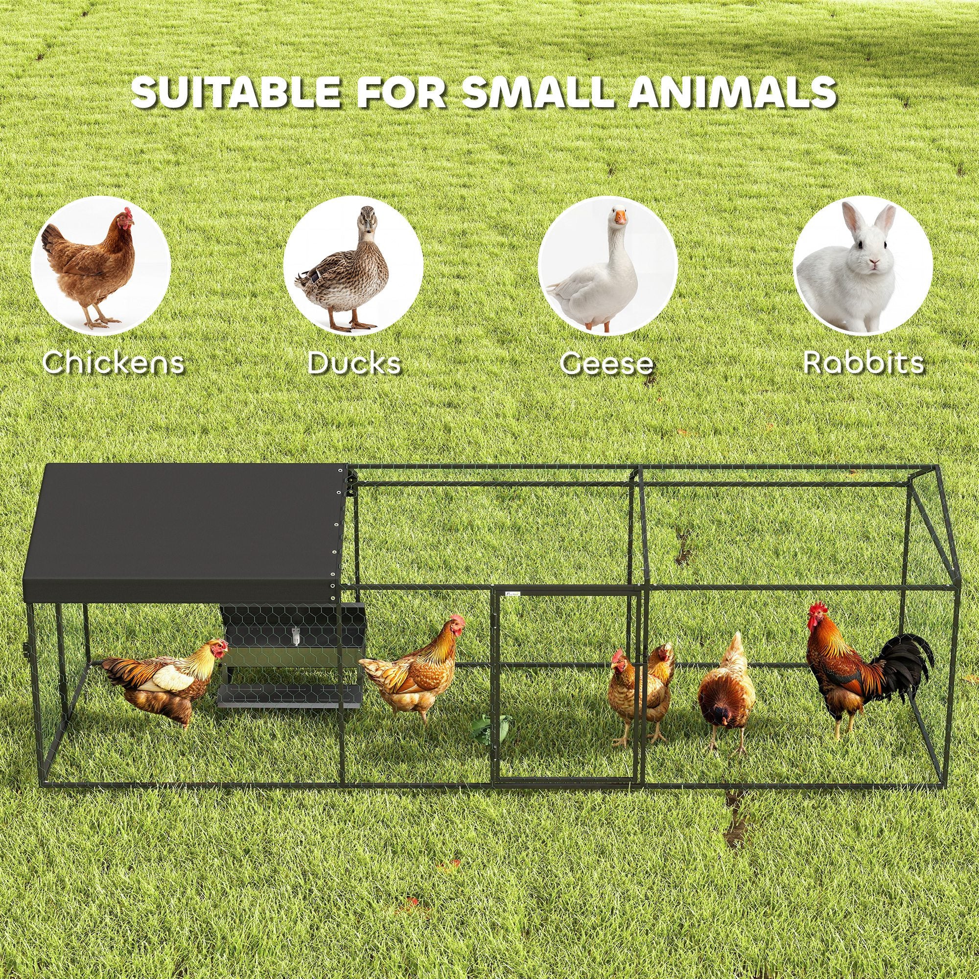 Large Metal Chicken Coop with Waterproof & Anti-UV Cover