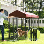 Outdoor Dog Kennel with Rotating Bowl Holders