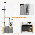 2-in-1 Floor-to-Ceiling Cat Tower with Hidden Litter Box Enclosure