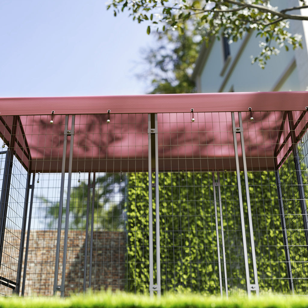Outdoor Dog Kennel with Rotating Bowl Holders