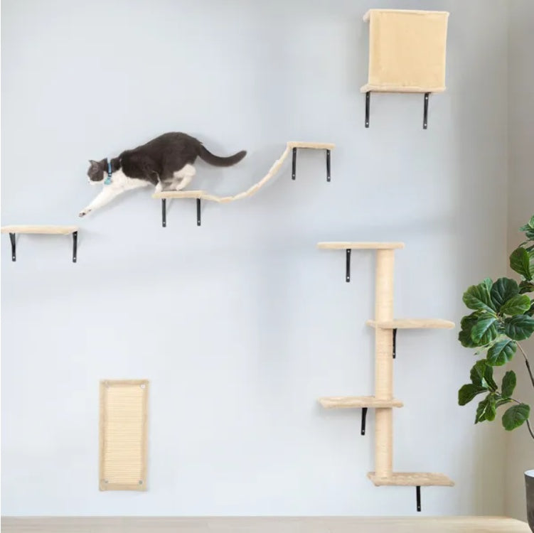 5 Pcs Wall Mounted Cat Climber Set - Floating Cat Shelves