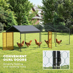Large Metal Chicken Coop with Waterproof & Anti-UV Cover