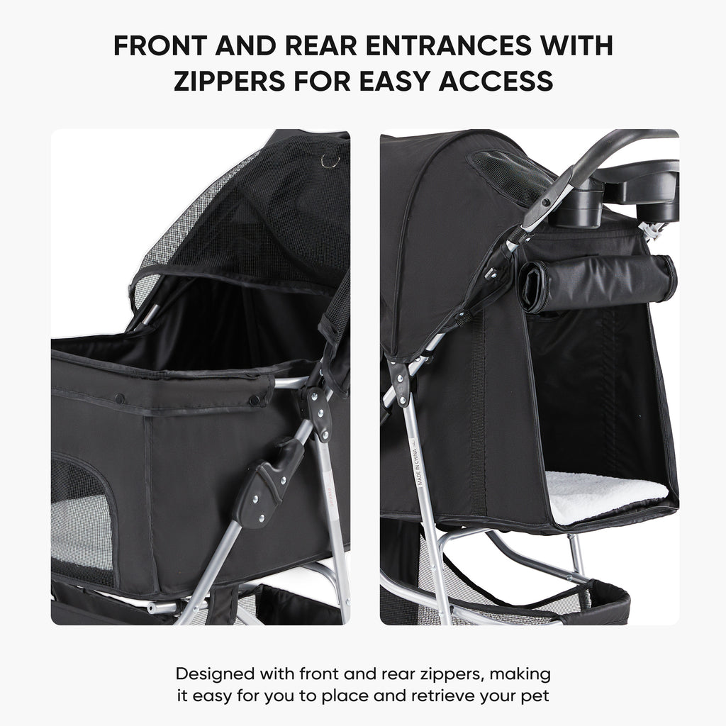 Pet Stroller Cart for Cats & Dogs – Foldable Travel Carrier Pram