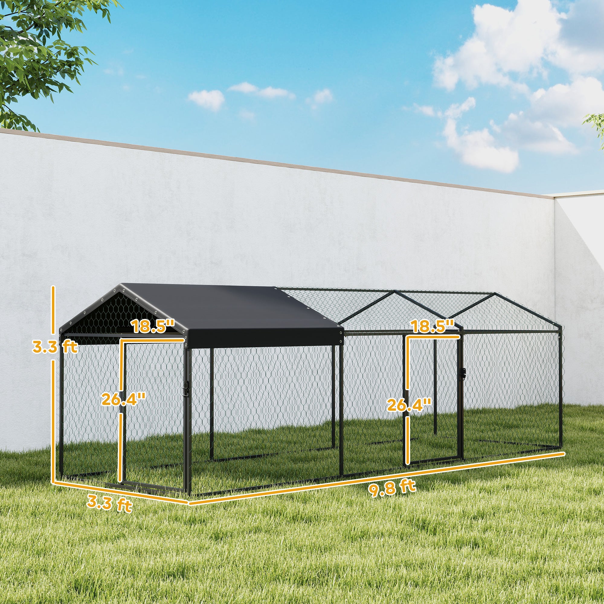 Large Metal Chicken Coop with Waterproof & Anti-UV Cover