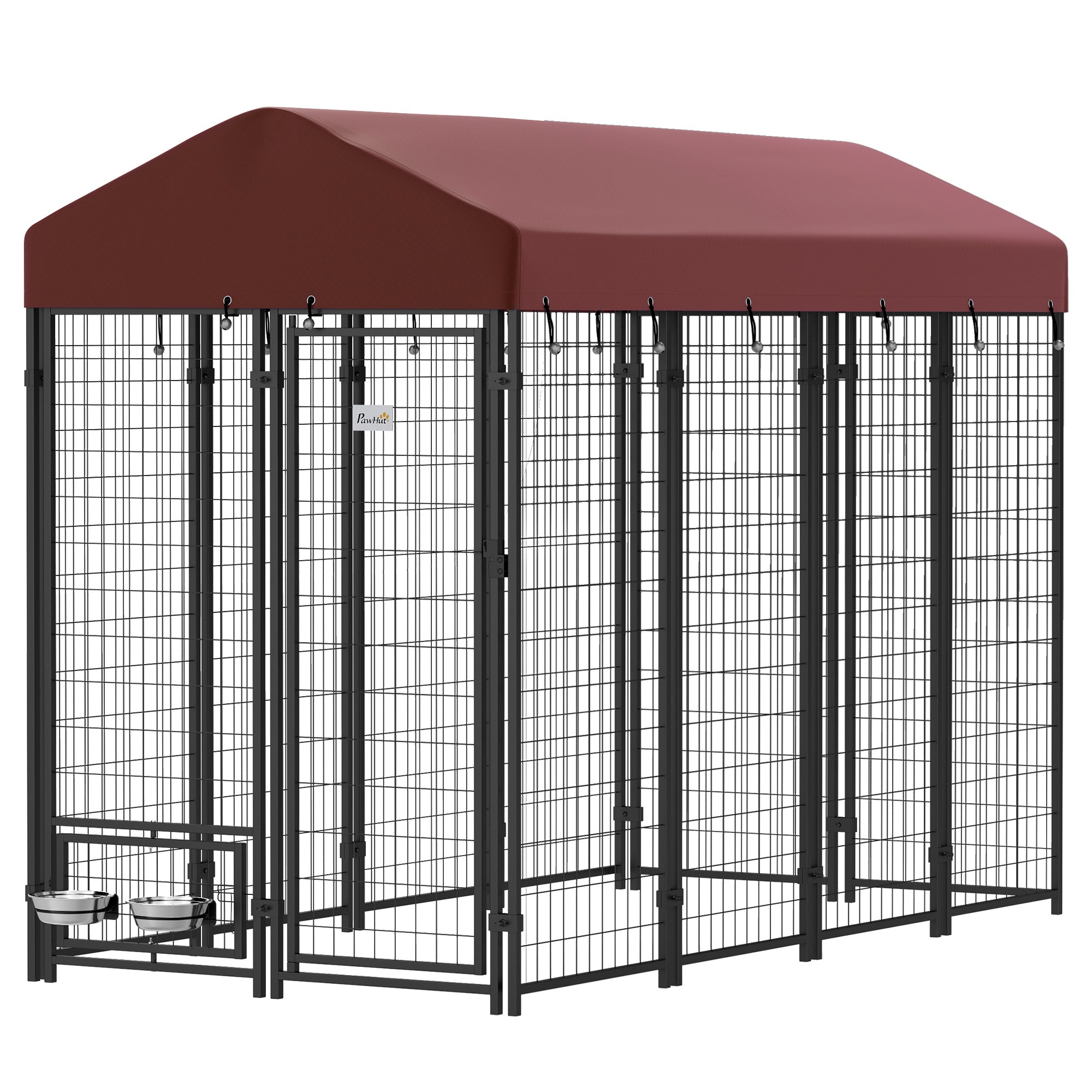 Outdoor Dog Kennel with Rotating Bowl Holders