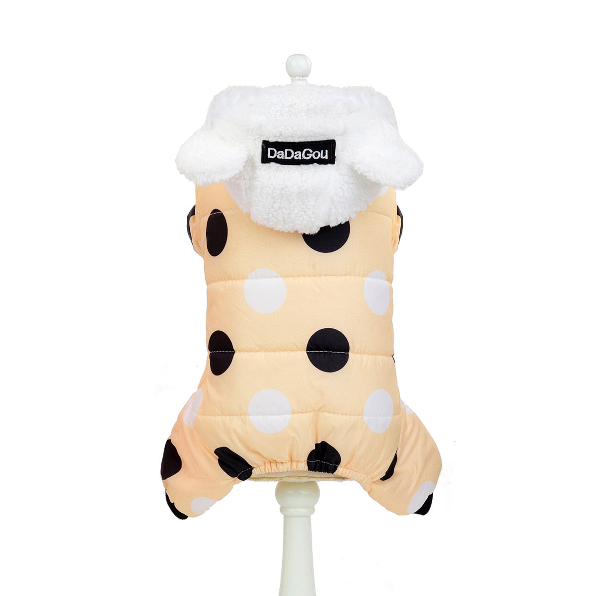 Polka Dot Dog Coat – Warm Cotton Winter Jacket for Small & Medium Dogs