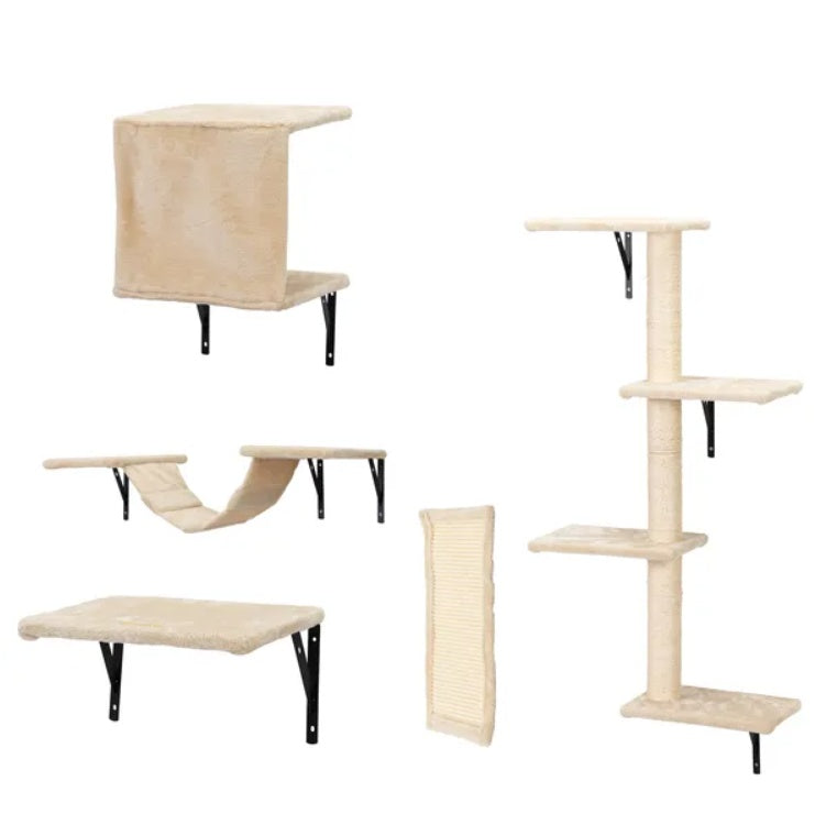 5 Pcs Wall Mounted Cat Climber Set - Floating Cat Shelves