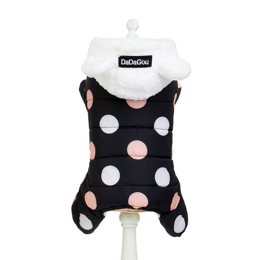 Polka Dot Dog Coat – Warm Cotton Winter Jacket for Small & Medium Dogs
