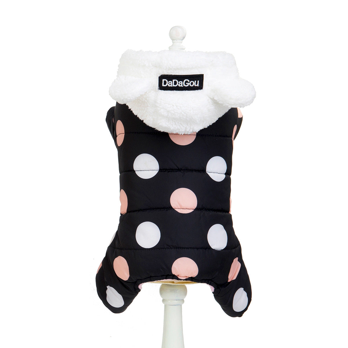 Polka Dot Dog Coat – Warm Cotton Winter Jacket for Small & Medium Dogs