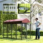 Outdoor Dog Kennel with Rotating Bowl Holders