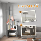2-in-1 Floor-to-Ceiling Cat Tower with Hidden Litter Box Enclosure